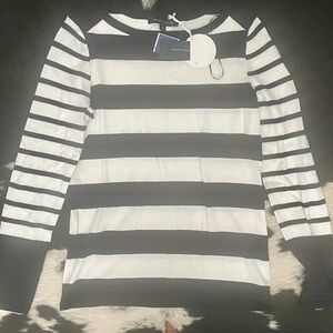 Black and White Striped Long Sleeve Top